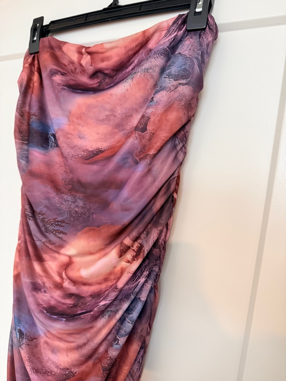 Pretty Garbage Draped Sunset Print Bodycon Dress - Size L - Picture 4 of 5